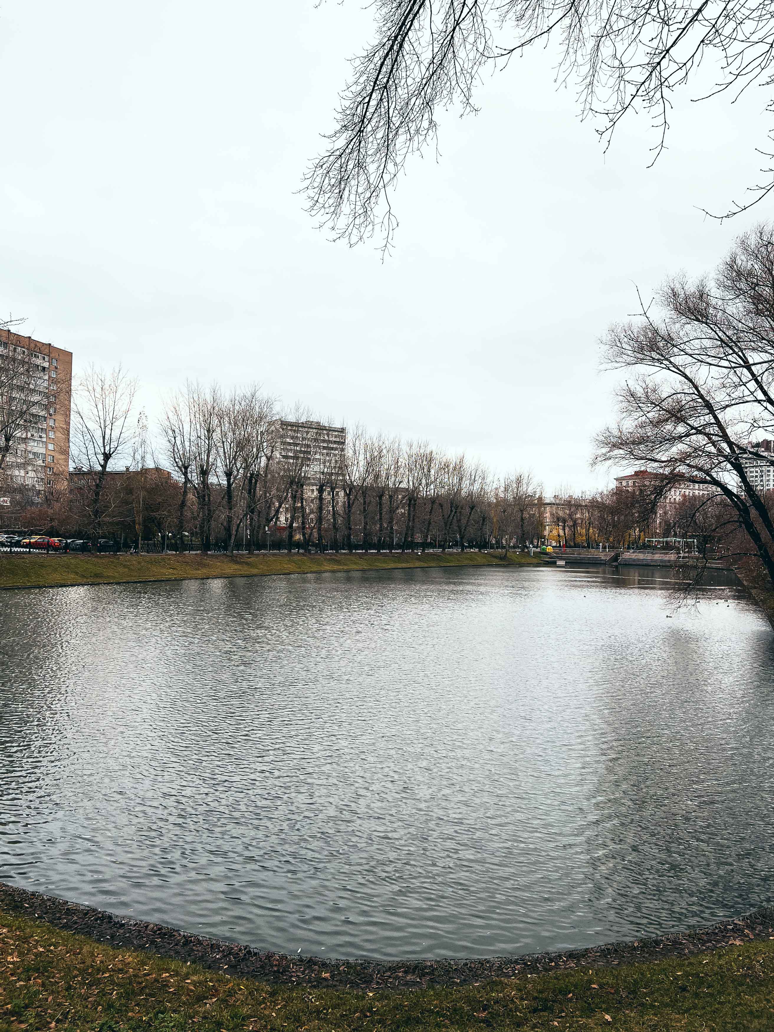 Спокойная вода и деревья на одном из участков каскада